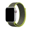 Apple Watch silver aluminum case with neon yellow and gray sport loop band