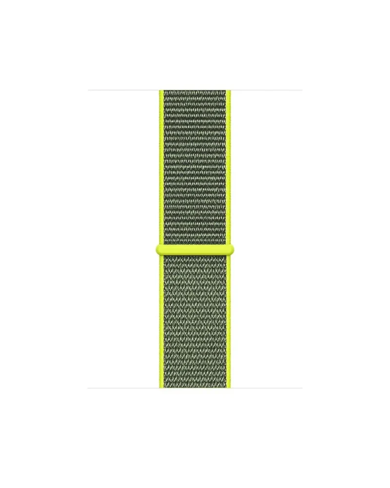Neon yellow sport loop watch band with gray woven fabric material