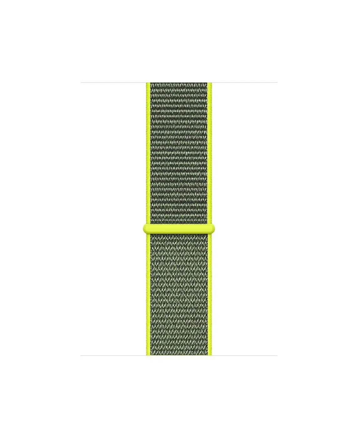 Neon yellow sport loop watch band with gray woven fabric material