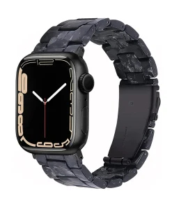 Black marble crystal band for Apple Watch with premium resin strap