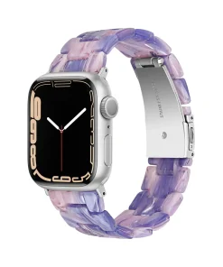 Purple acrylic crystal smartwatch band for Apple Watch with silver clasp
