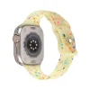 Yellow silicone smartwatch band with colorful glitter confetti design and rose gold accents