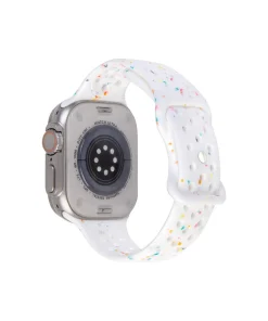 Apple Watch Ultra silver case with white glitter sport band strap