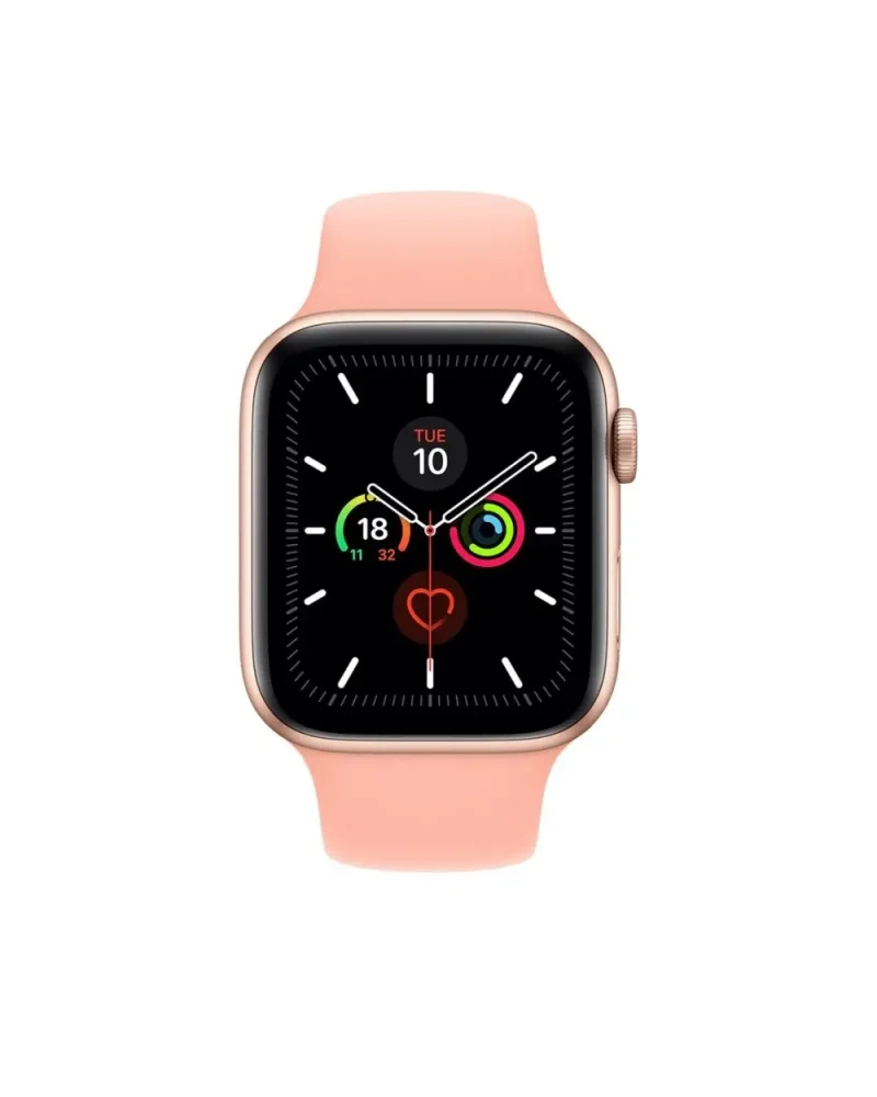 Pink grapefruit sport band smartwatch with fitness tracking display