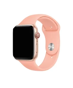 Grapefruit sport band for smartwatch with pink silicone strap and metal digital crown
