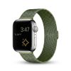 Apple Watch with grass green Milanese Loop band and silver case