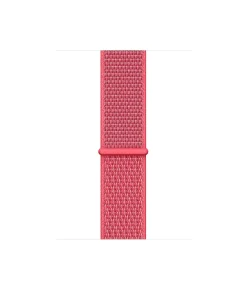 Red hibiscus sport loop Apple Watch band with woven textile strap