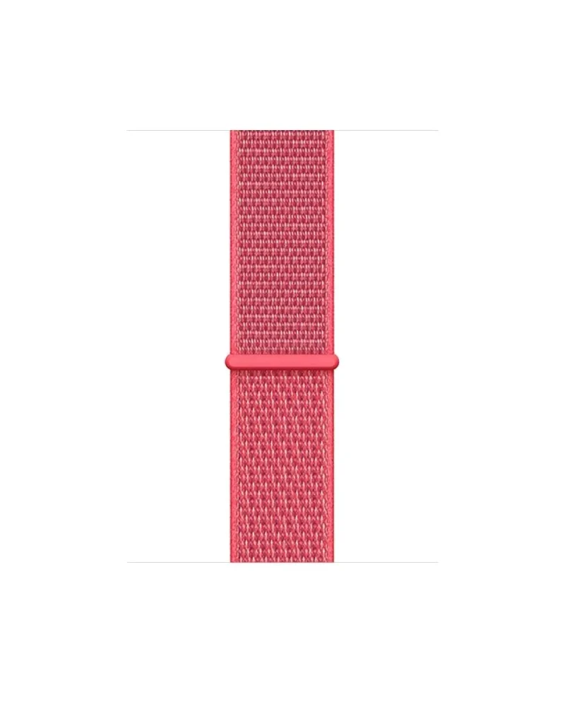 Red hibiscus sport loop Apple Watch band with woven textile strap