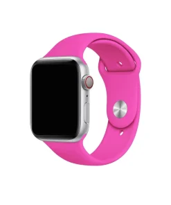 Hot pink silicone sport band for Apple Watch with silver case