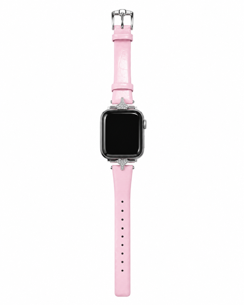 Sophia leather strap cherry blossom pink Apple Watch band with crystals