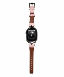 Apple Watch leather band in cherry blossom pink and brown stripes