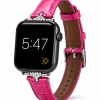 Apple Watch with pink crocodile leather strap and crystal embellishments