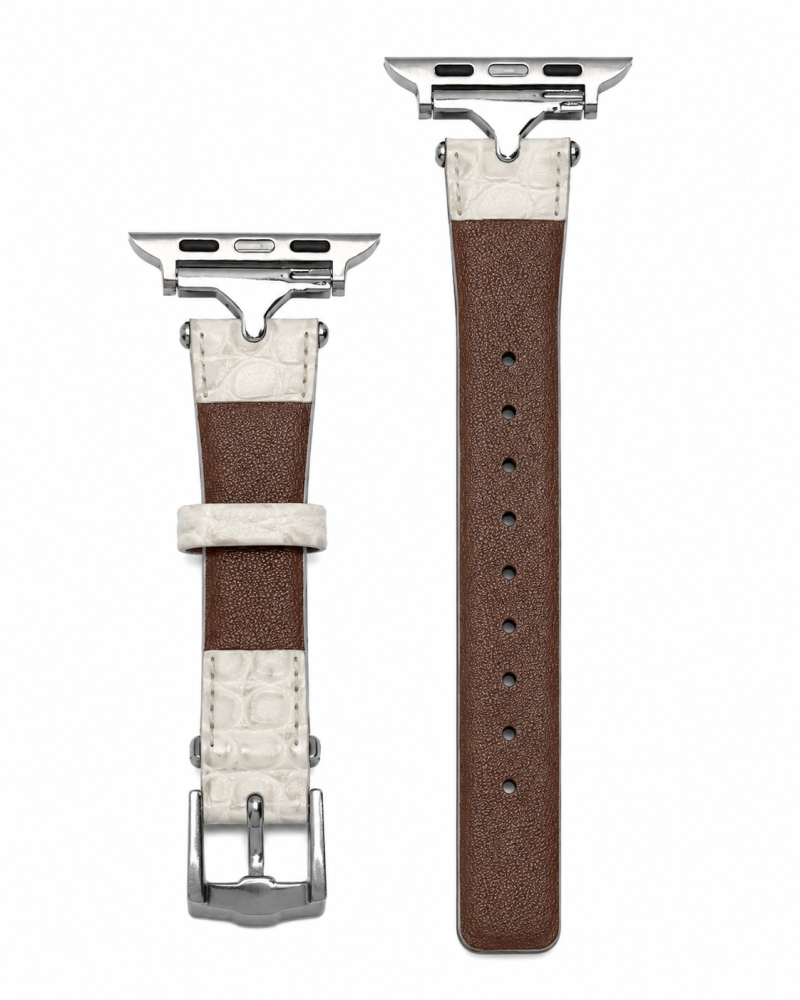 Apple Watch leather strap cappuccino brown with cream leather trim