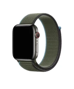 Black smartwatch with Inverness green woven sport loop band