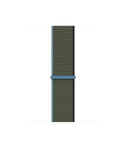 Olive green sport loop watch band with blue aluminum connector