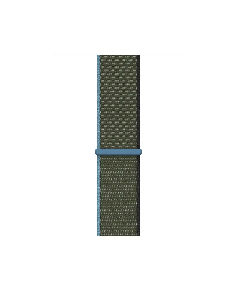 Olive green sport loop watch band with blue aluminum connector
