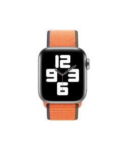 Smartwatch with orange fabric sport loop band and digital display face