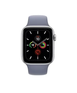 Apple Watch with lavender gray sport band and activity rings display