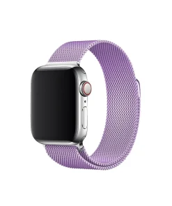 Apple Watch silver case with lavender Milanese loop mesh band