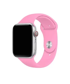 Pink sport band for Apple Watch with silver aluminum case