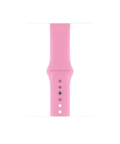 Pink silicone sport watch band with adjustable fit and button closures