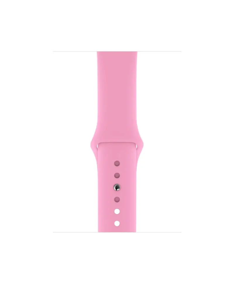 Pink silicone sport watch band with adjustable fit and button closures