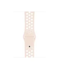 Light pink and white perforated sports watch band with breathable design