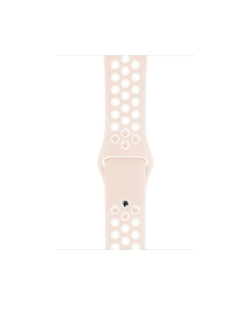 Light pink and white perforated sports watch band with breathable design
