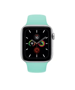 Smart watch with marine green sport band and colorful activity rings display