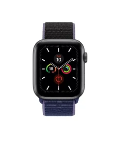 Black sport loop smartwatch with purple fabric band and health tracking display