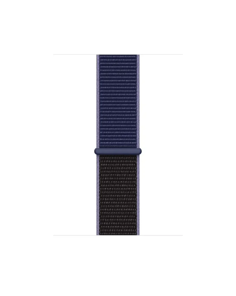 Black and navy woven nylon sport loop watch band with connector