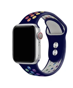 Navy sport band for Apple Watch with colorful perforated design holes
