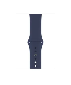Navy blue silicone sport watch band with adjustable fit and white dot markers