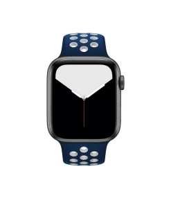 Apple Watch sport band midnight blue white perforated silicone athletic strap