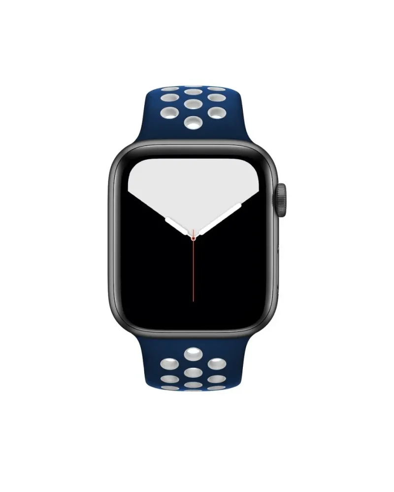 Apple Watch sport band midnight blue white perforated silicone athletic strap