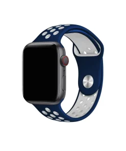 Navy and white sport band for smartwatch with perforated design