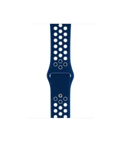 Navy blue sport watch band with white perforated holes for breathability