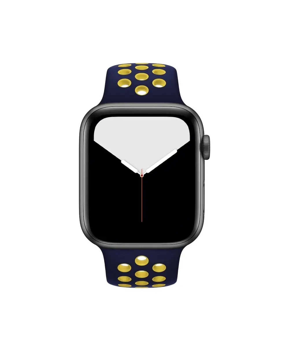 Apple Watch sport band midnight blue with yellow perforated holes active fit