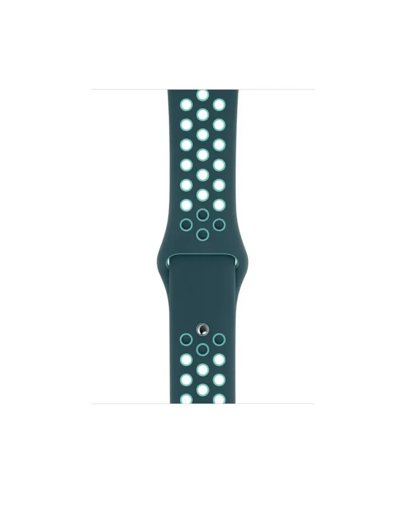 Midnight turquoise sport watch band with perforated ventilation holes design