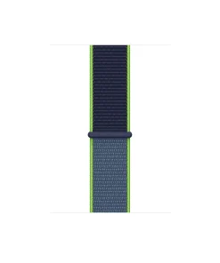 Neon lime and gray woven sport loop watch band with black connector