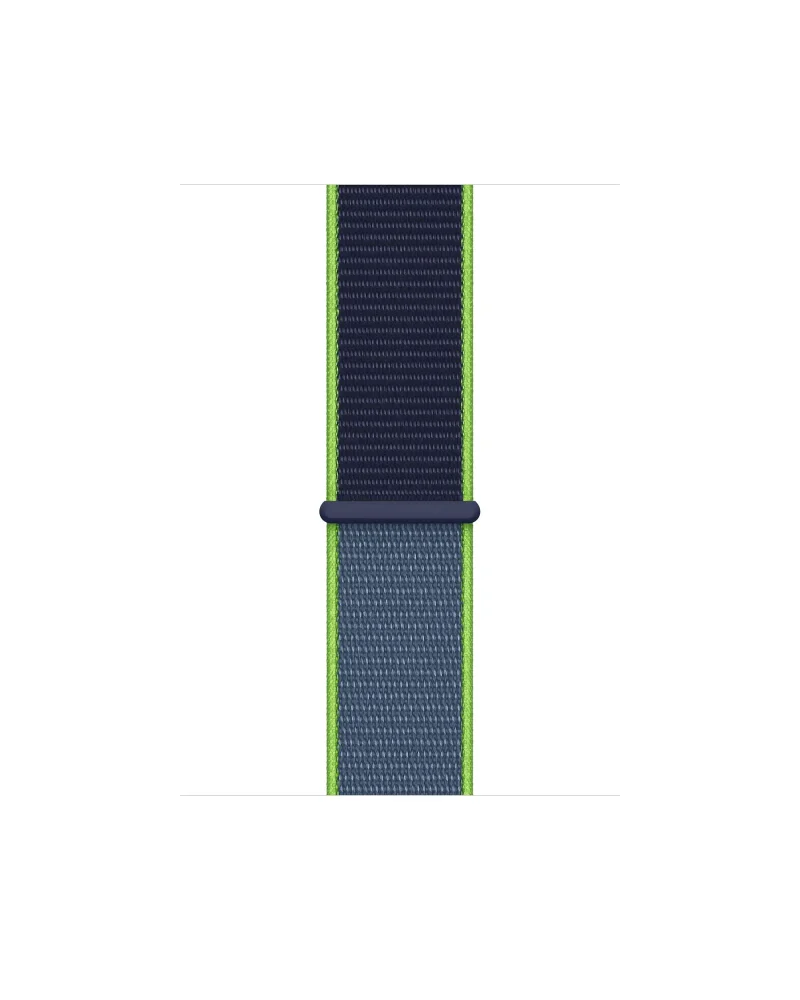 Neon lime and gray woven sport loop watch band with black connector