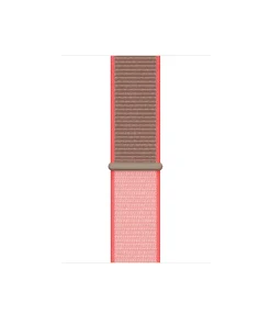 Neon pink sport loop watch band with gray connector hardware