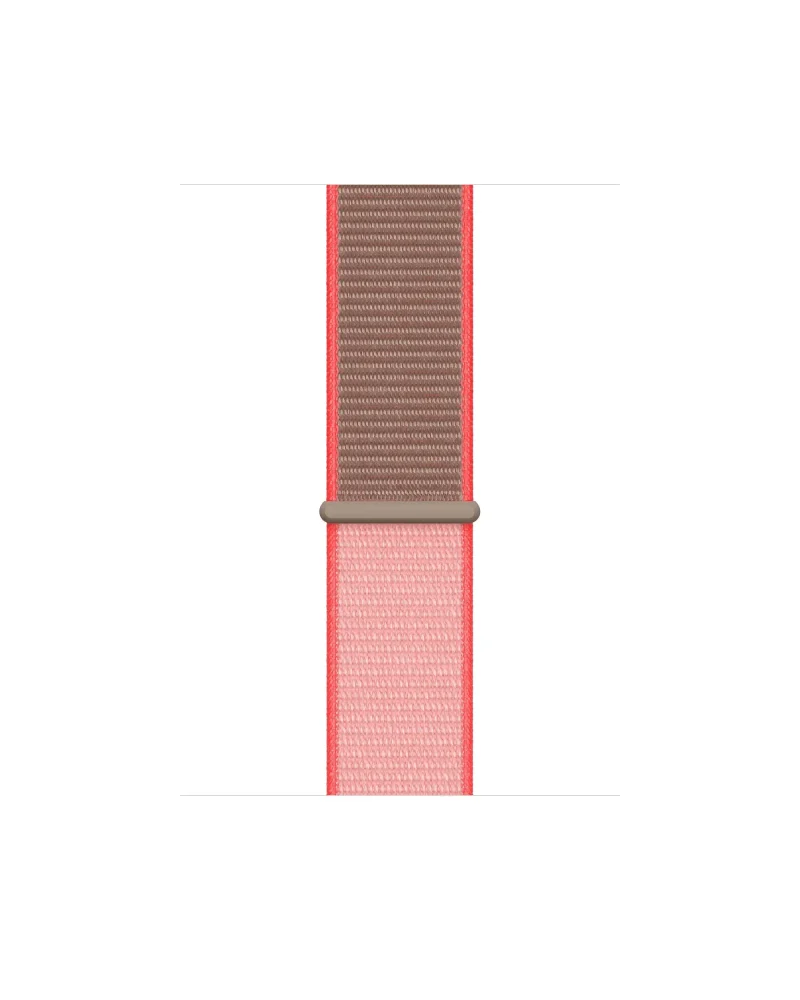 Neon pink sport loop watch band with gray connector hardware
