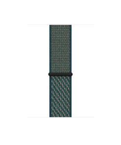 Neptune green woven sport loop Apple Watch band with black connector