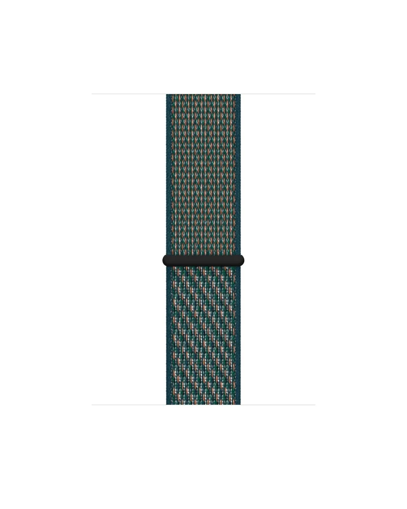 Neptune green woven sport loop Apple Watch band with black connector