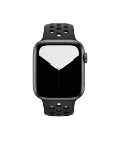 Black Nike sport smartwatch with perforated silicone band and digital display