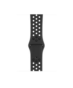 Black perforated sports watch band with white and dark ventilation holes