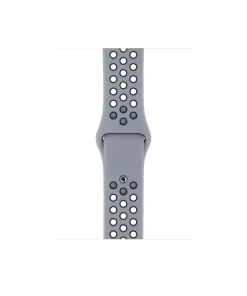 Gray perforated sport watch band with ventilation holes and connector