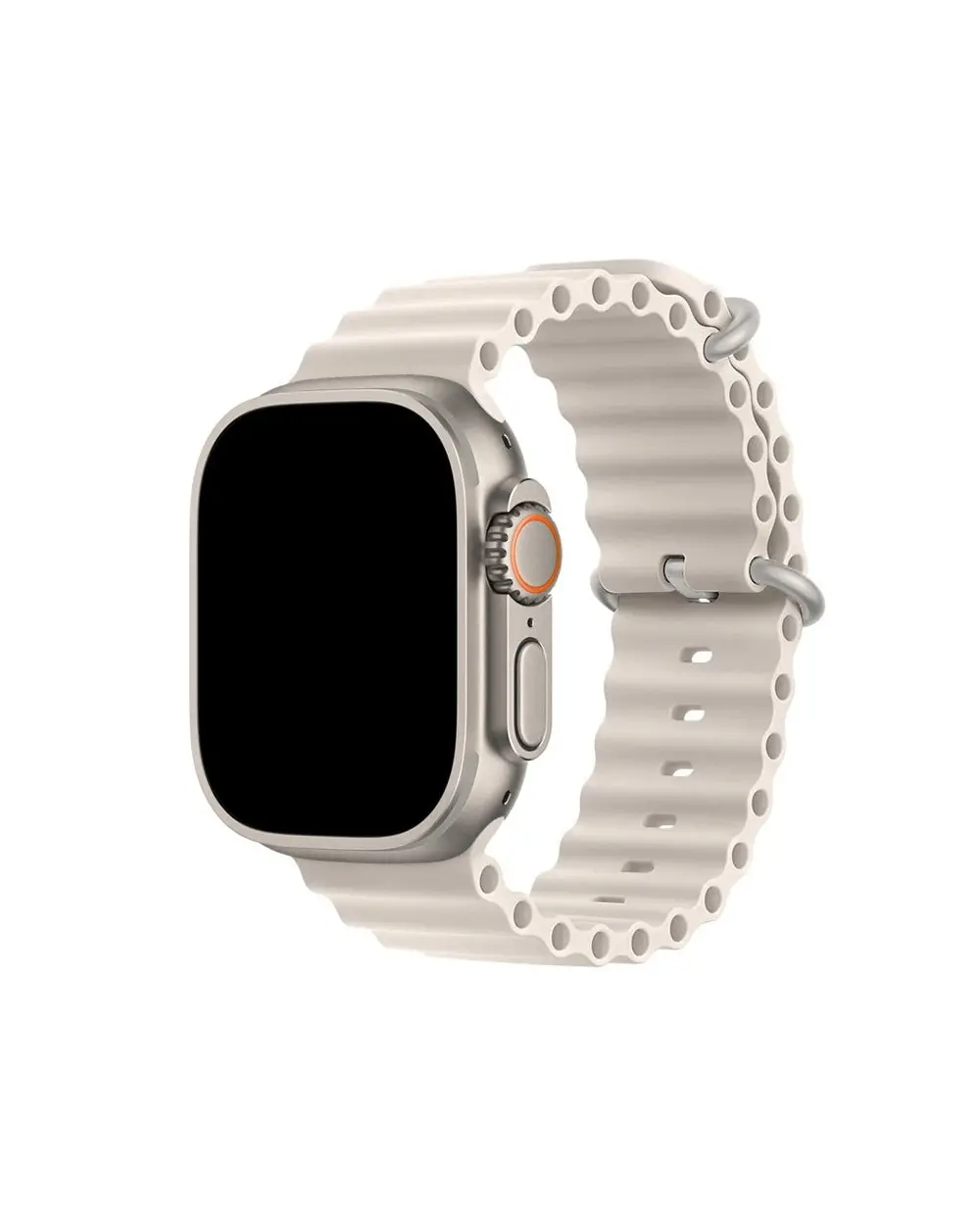 Starlight ocean band smartwatch with silicone strap and orange digital crown