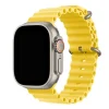 Yellow silicone ocean band for smartwatch with metal connectors and clasp